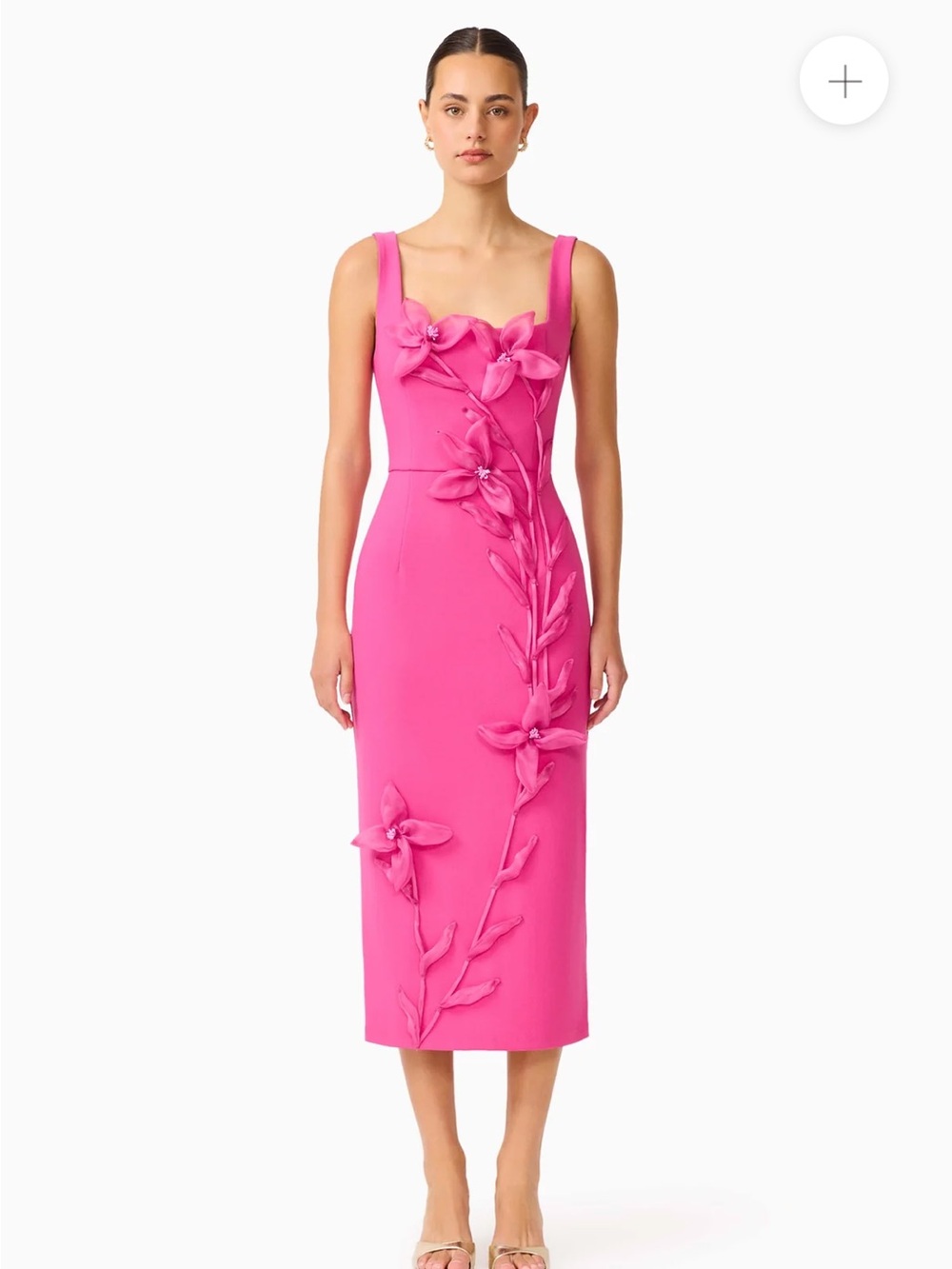 Elliatt Ilaria Pink Floral Applique Midi Dress